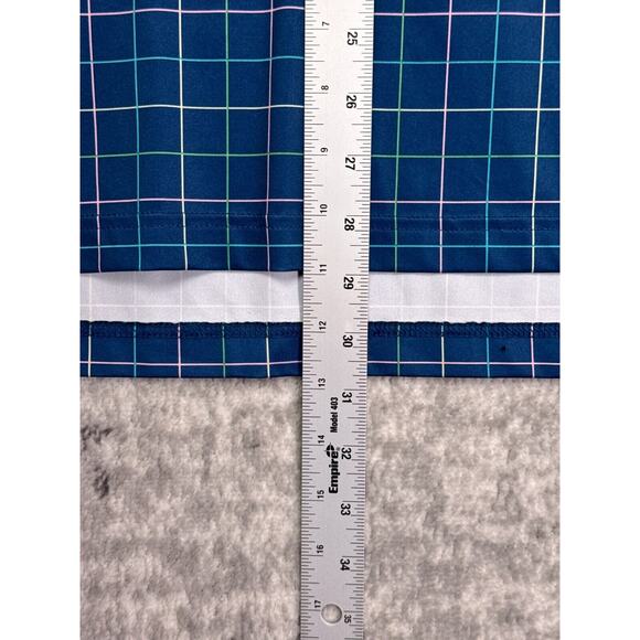 Peter Millar Polo Shirt Medium Mens Summer Comfort Blue Windowpane Golf - Picture 6 of 8